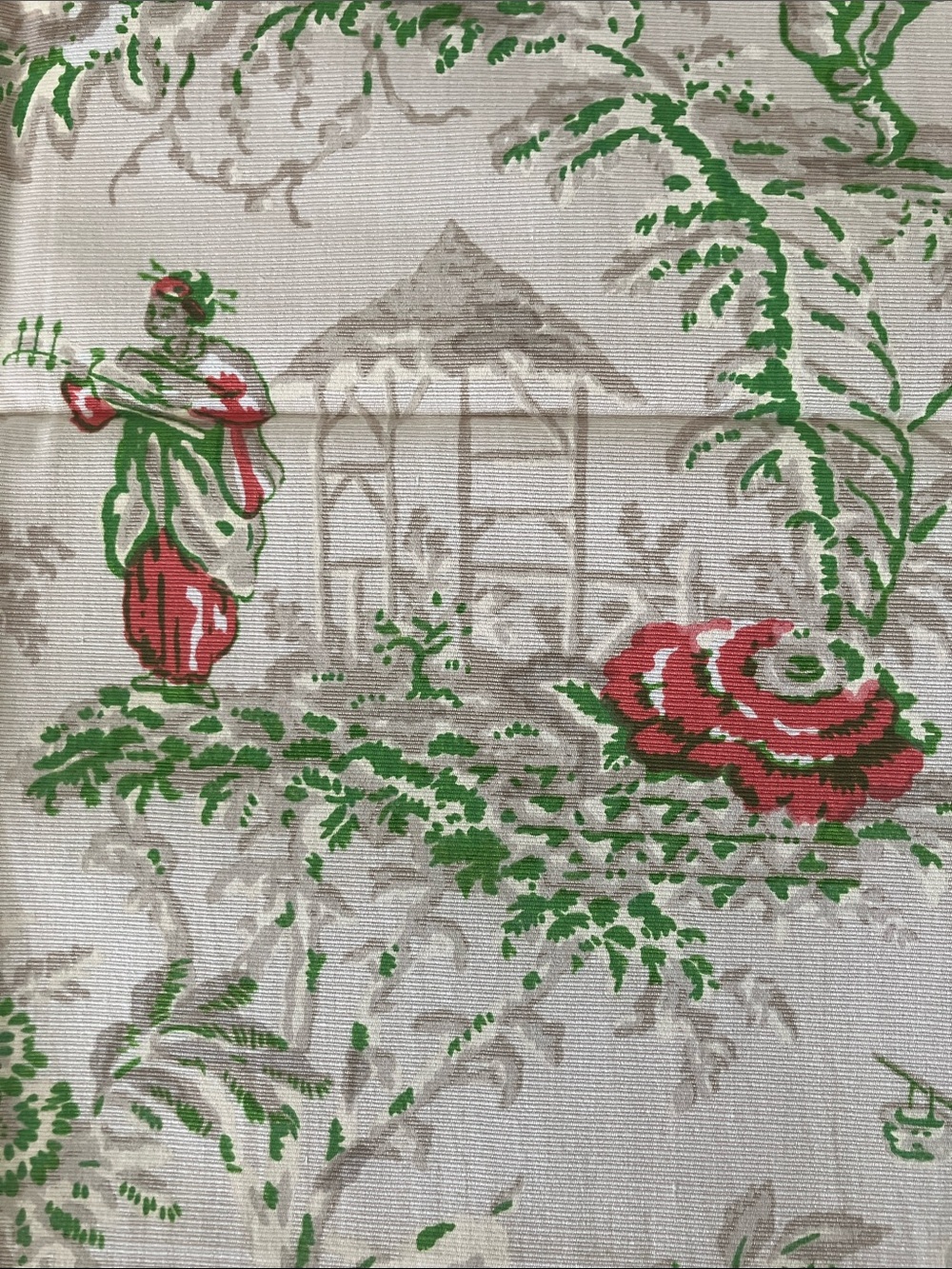 Vintage dead stock Kent Bragaline 60s 70s Asian toile fabric remnant
